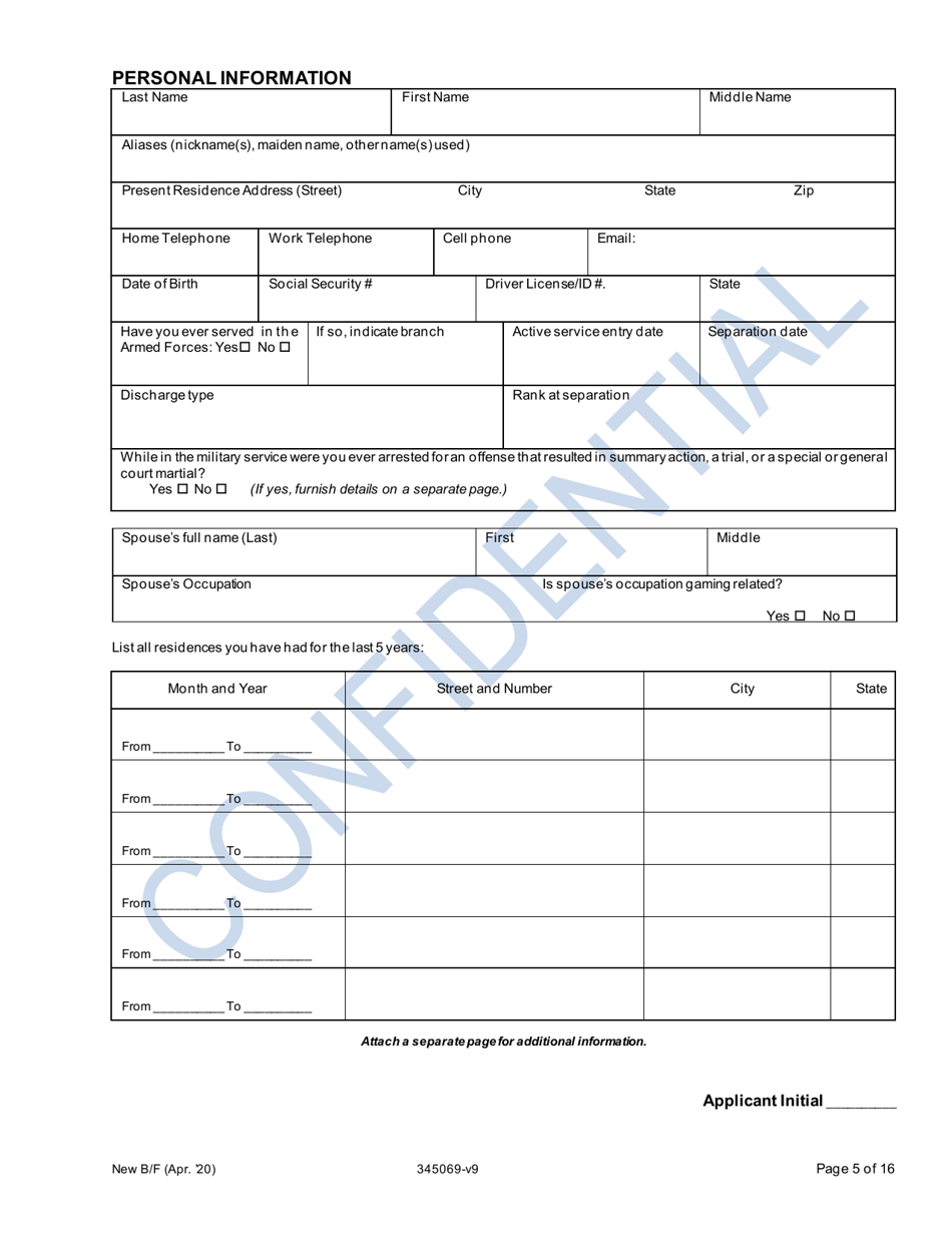 Application for New Bingo Manager - Oregon, Page 5