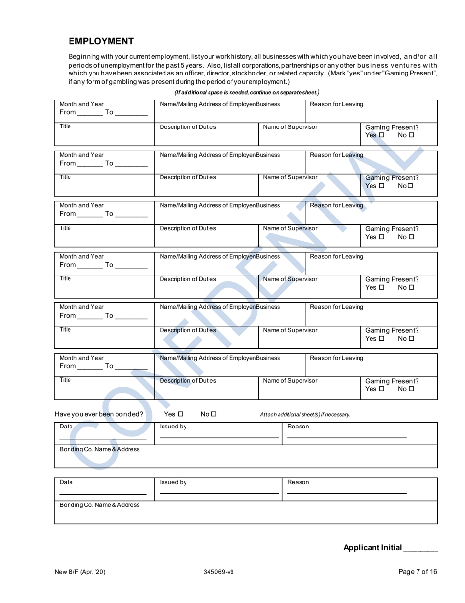 Application for New Bingo Manager - Oregon, Page 7