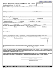 Document preview: Form PF-10 (PF-20) Fund-Raising Firm Annual Registration Form - Oregon