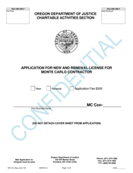 Document preview: Application for New and Renewal License for Monte Carlo Contractor - Oregon