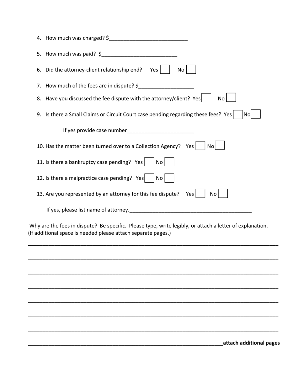 Fee Dispute Resolution Program Petition - Oregon, Page 2