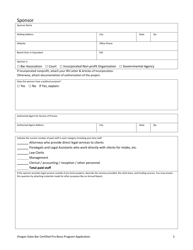 Certified Pro Bono Program Application - Oregon, Page 2