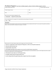 Certified Pro Bono Program Application - Oregon, Page 3