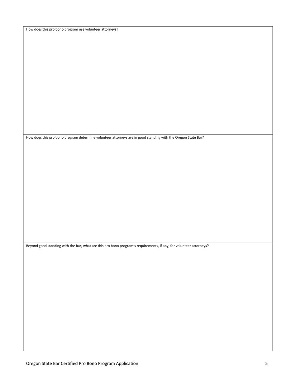 Certified Pro Bono Program Application - Oregon, Page 5