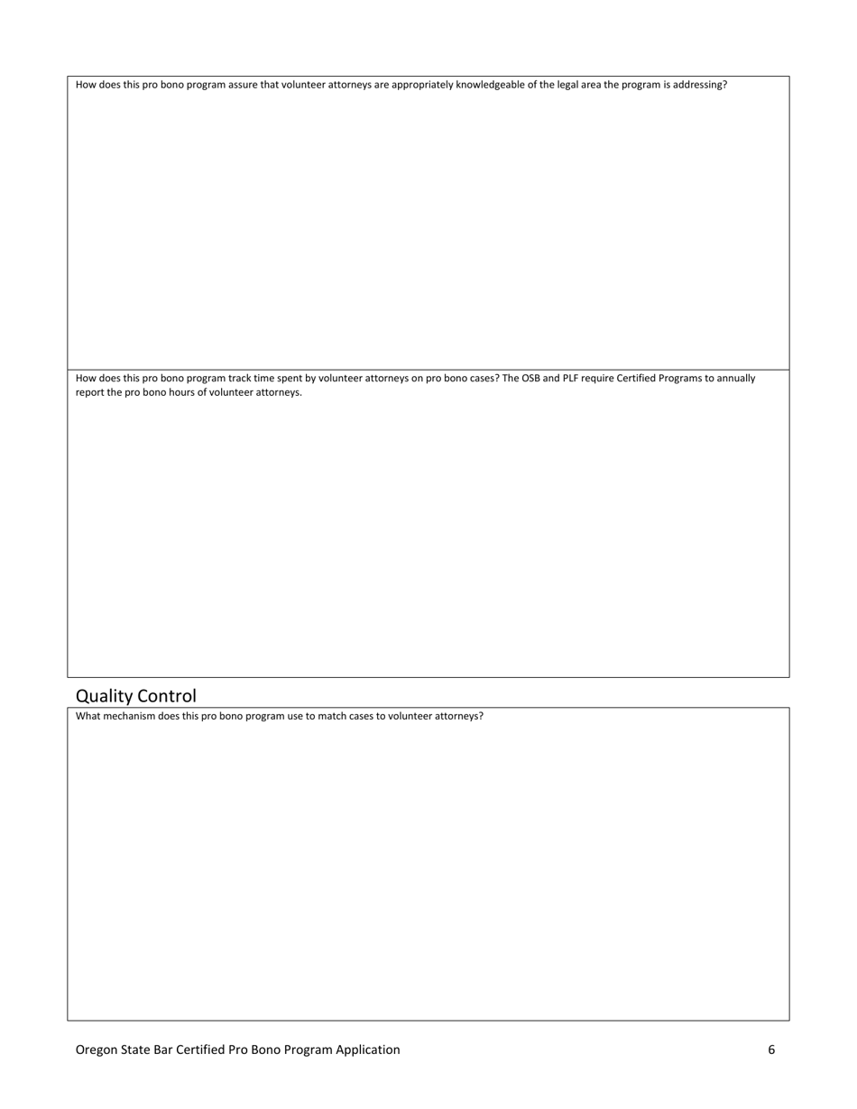 Certified Pro Bono Program Application - Oregon, Page 6