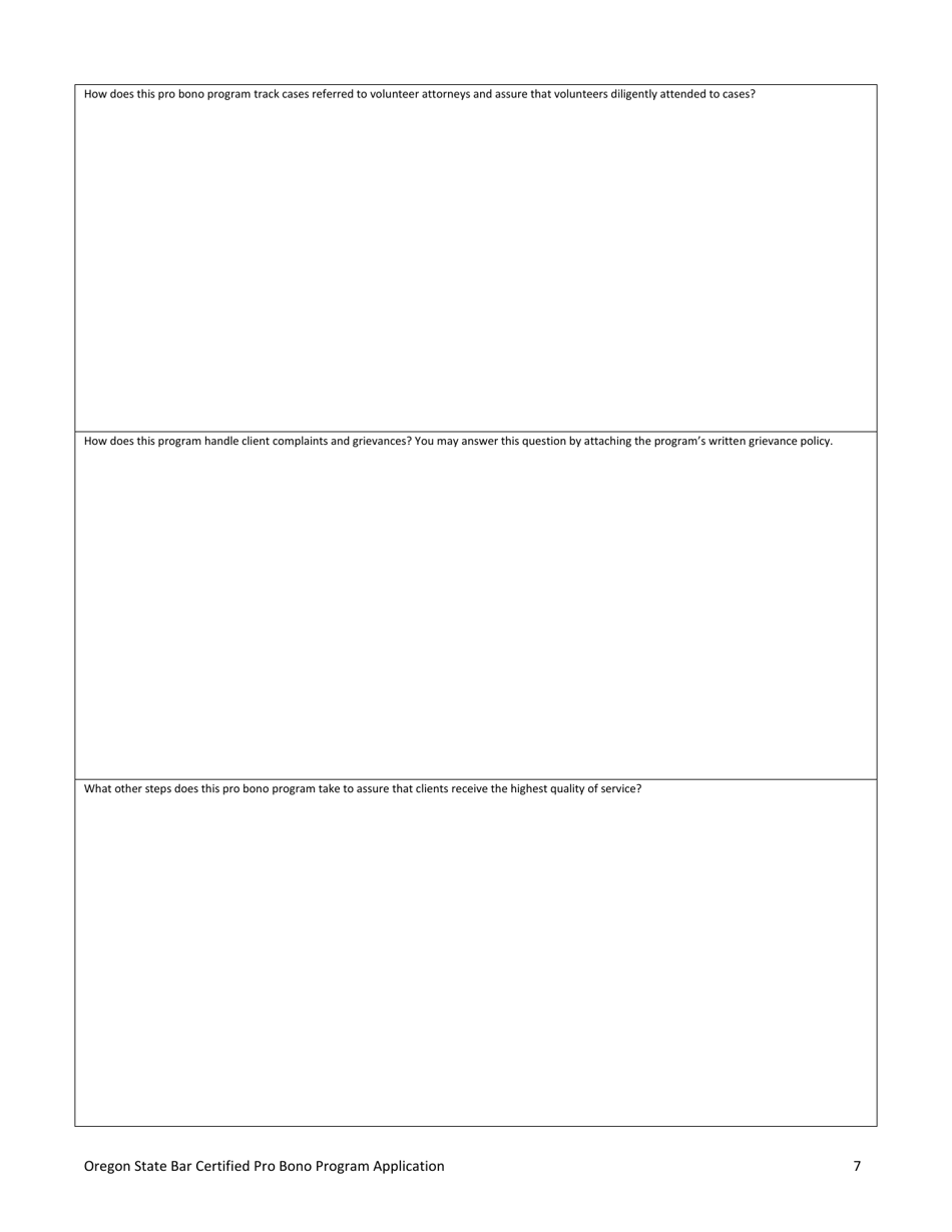 Certified Pro Bono Program Application - Oregon, Page 7