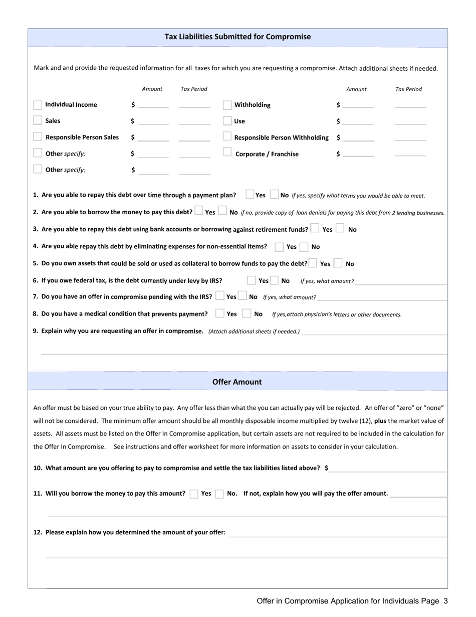 Offer in Compromise Application for Individuals - Mississippi, Page 3