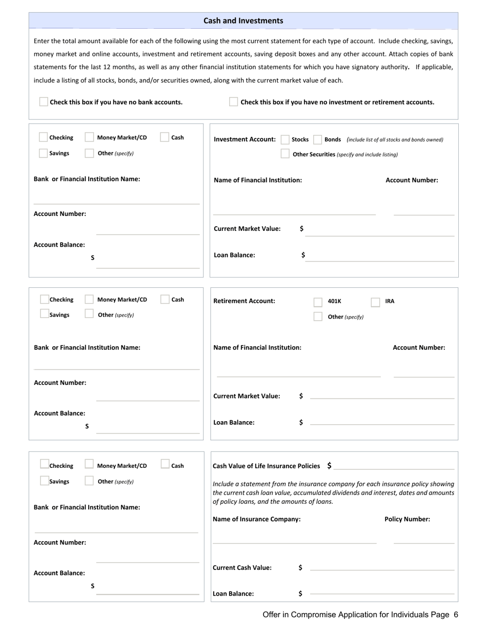 Offer in Compromise Application for Individuals - Mississippi, Page 6