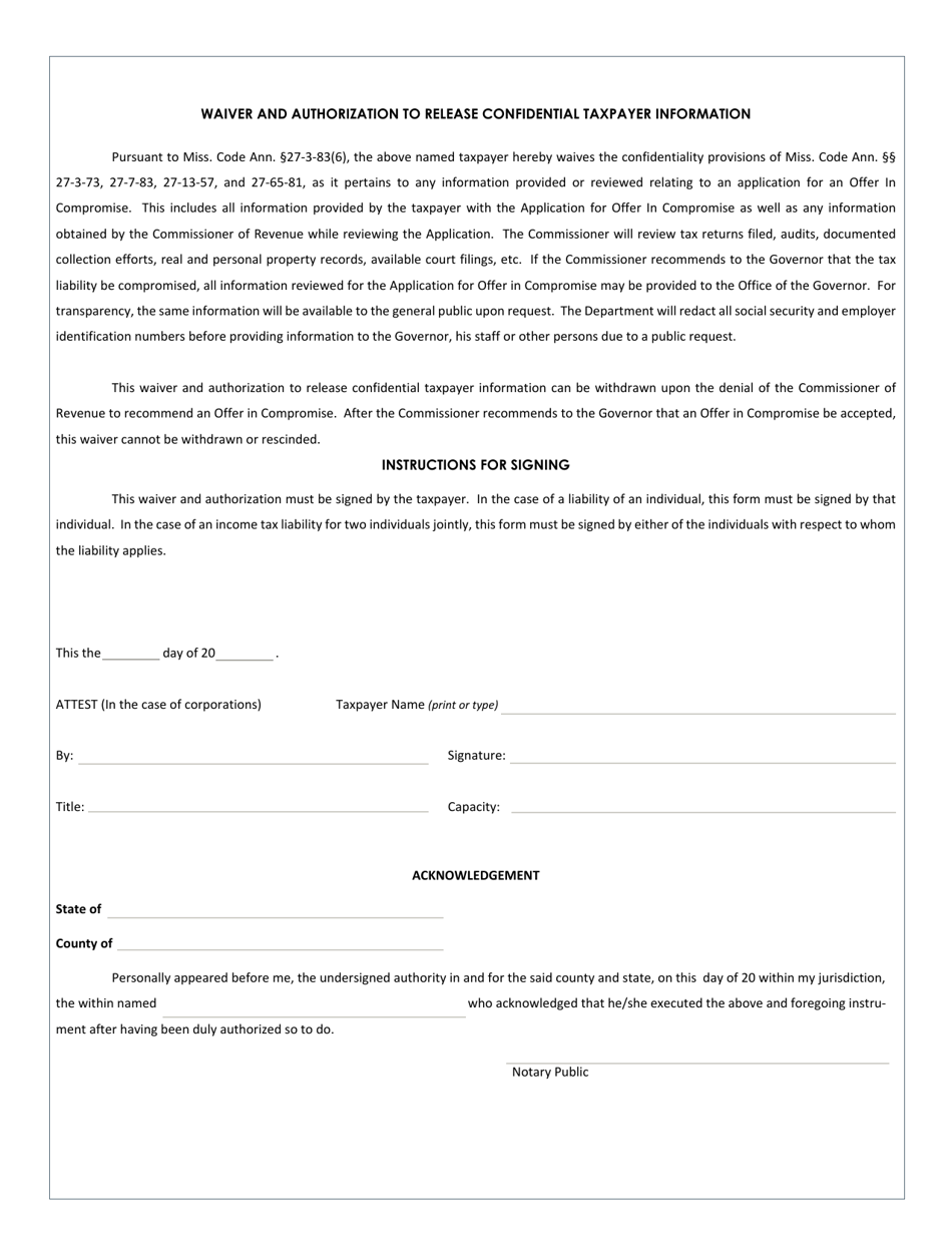 Offer in Compromise Application for Individuals - Mississippi, Page 9