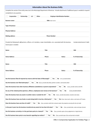Offer in Compromise Agreement Application Form for Entities - Mississippi, Page 2