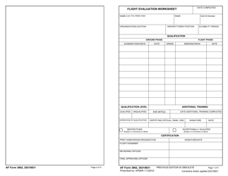 Document preview: AF Form 3862 Flight Evaluation Worksheet