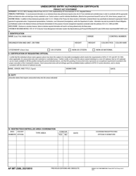 AF IMT Form 2586 Unescorted Entry Authorization Certificate