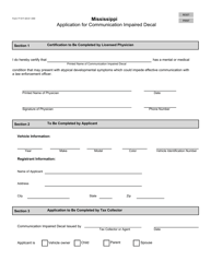 Document preview: Form 77-517 Application for Communication Impaired Decal - Mississippi