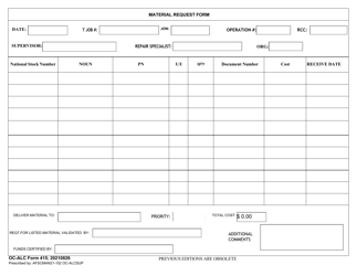 Document preview: OC-ALC Form 415 Material Request Form