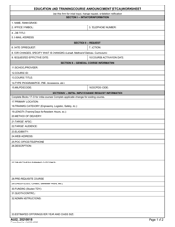 Document preview: AU Form 52 Education and Training Course Announcement (Etca) Worksheet