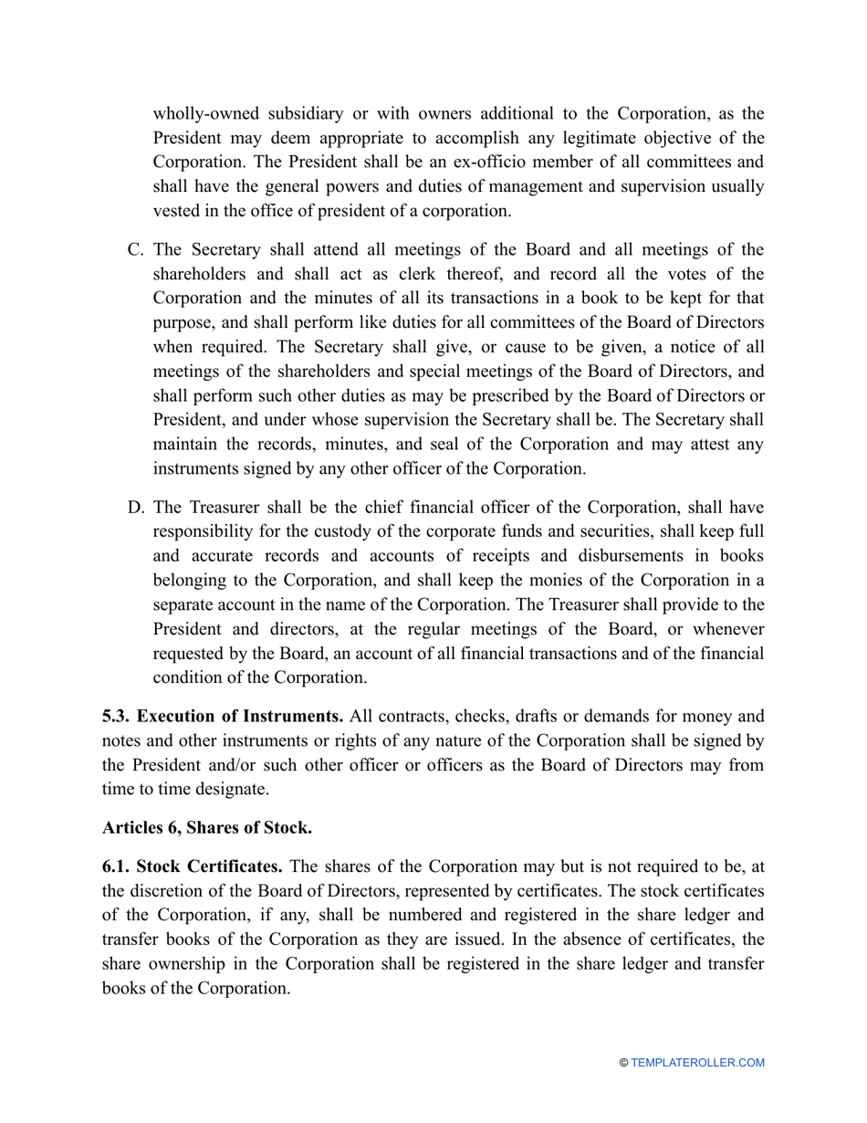 Corporate Bylaws Template - Georgia (United States), Page 8