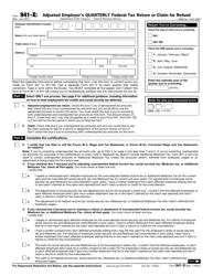IRS Form 941-X &quot;Adjusted Employer's Quarterly Federal Tax Return or Claim for Refund&quot;