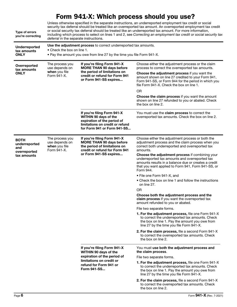 IRS Form 941-X Adjusted Employers Quarterly Federal Tax Return or Claim for Refund, Page 6