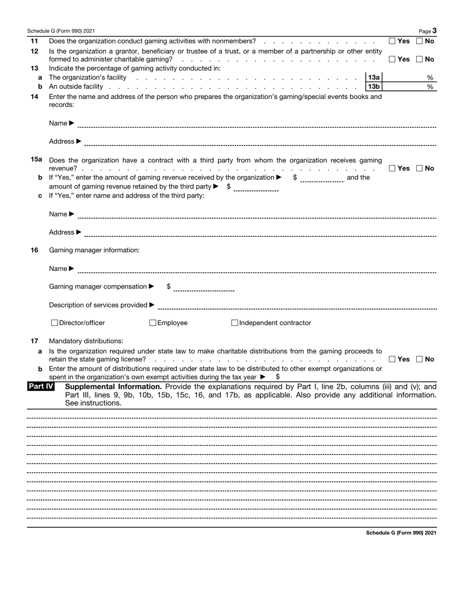 IRS Form 990 Schedule G Supplemental Information Regarding Fundraising or Gaming Activities, Page 3