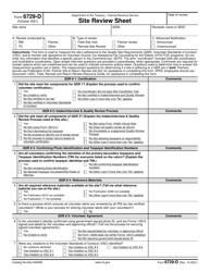 IRS Form 6729-D Site Review Sheet