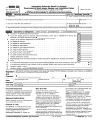 Document preview: IRS Form 8038-GC Information Return for Small Tax-Exempt Governmental Bond Issues, Leases, and Installment Sales