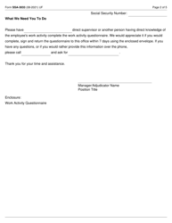 Form SSA-3033 Employee Work Activity Questionnaire, Page 2
