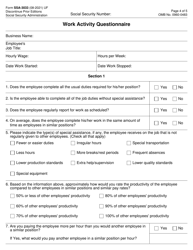 Form SSA-3033 Employee Work Activity Questionnaire, Page 4