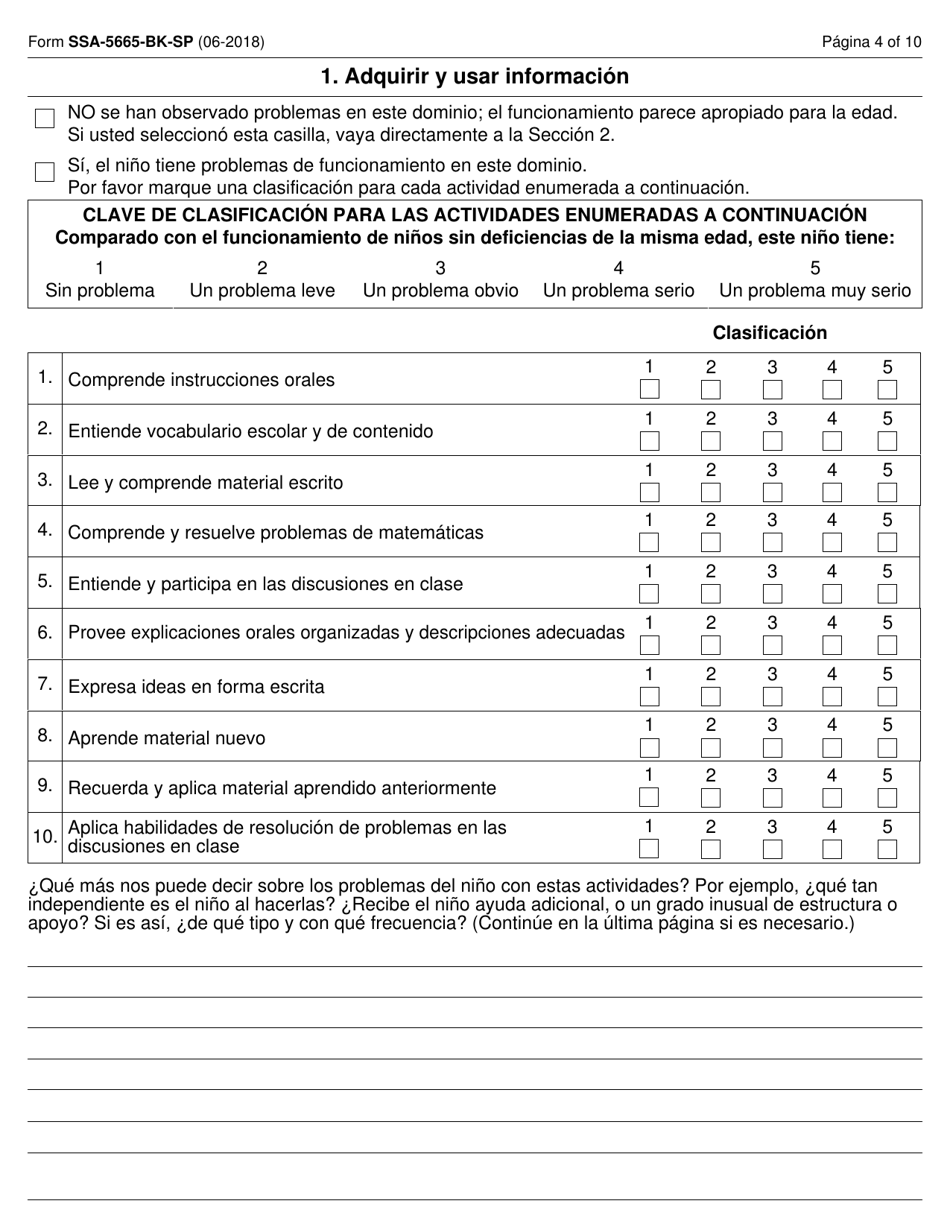 Formulario SSA-5665-BK-SP Cuestionario Para Maestros (Spanish), Page 4