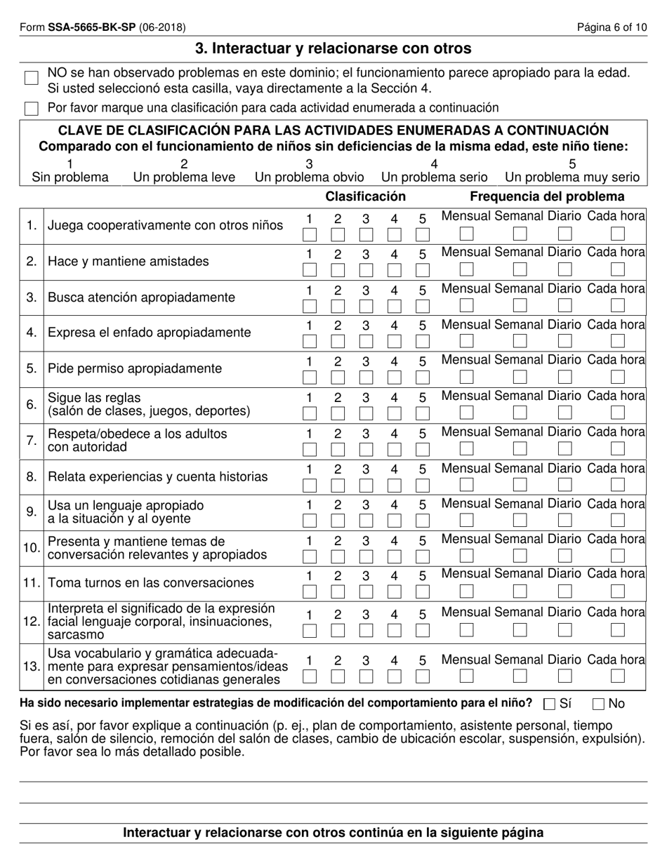 Formulario SSA-5665-BK-SP Cuestionario Para Maestros (Spanish), Page 6