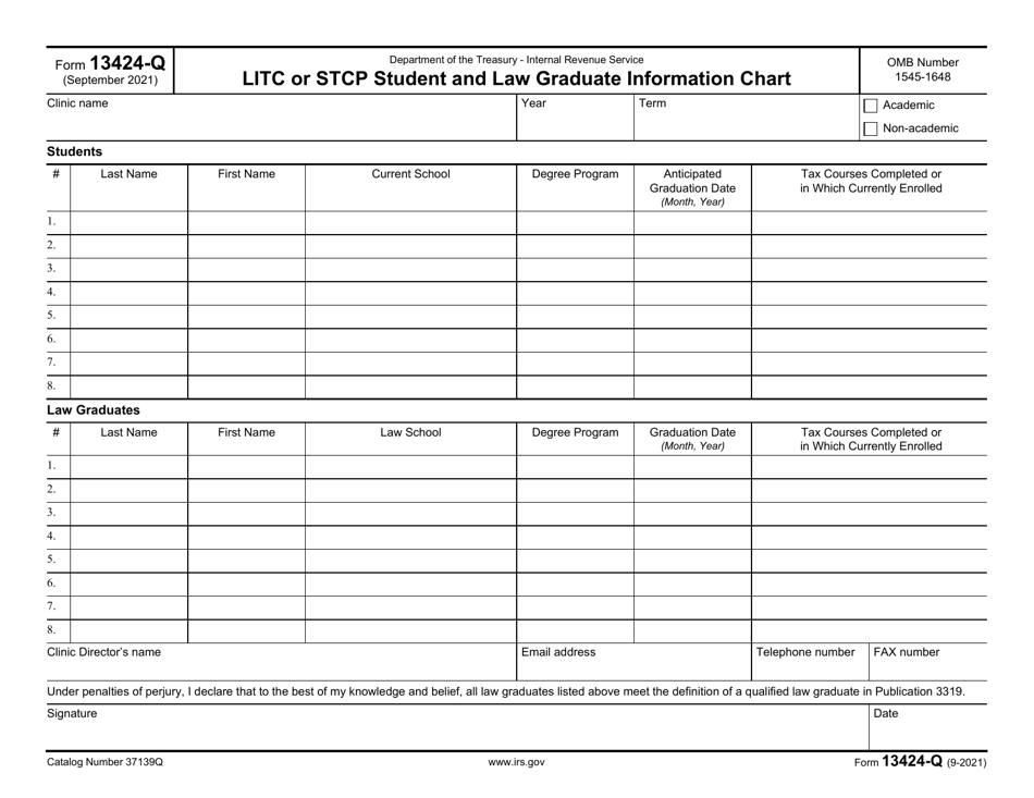 IRS Form 13424-Q Litc or Stcp Student and Law Graduate Information Chart, Page 1
