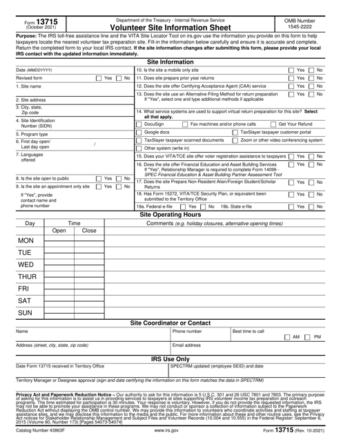 IRS Form 13715  Printable Pdf