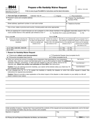 Document preview: IRS Form 8944 Preparer E-File Hardship Waiver Request