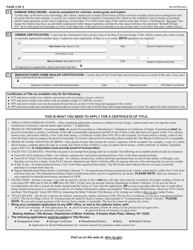 Form MV-82TON Application for Title - New York, Page 2