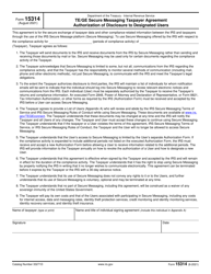 IRS Form 15314 Te/Ge Secure Messaging Taxpayer Agreement Authorization of Disclosure to Designated Users