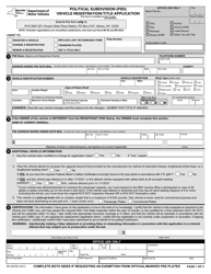 Form MV-82PSD Political Subdivision (Psd) Vehicle Registration/Title Application - New York