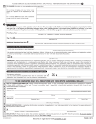 Form MV-82SN Snowmobile Registration Application - New York, Page 2