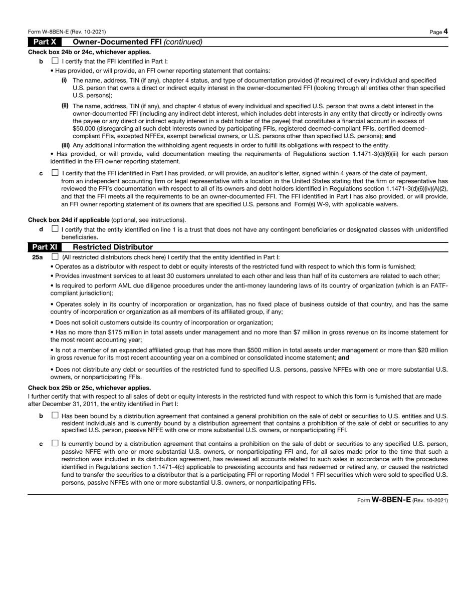 Irs form w 8ben e download fillable pdf or fill online certificate of