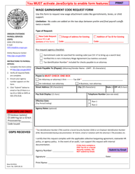 Form OSPS.99.33 &quot;Wage Garnishment Code Request Form&quot; - Oregon