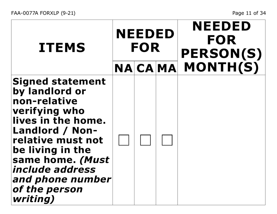 Form FAA-0077A-XLP Information Request and Pending Information Agreement - Extra Large Print - Arizona, Page 11