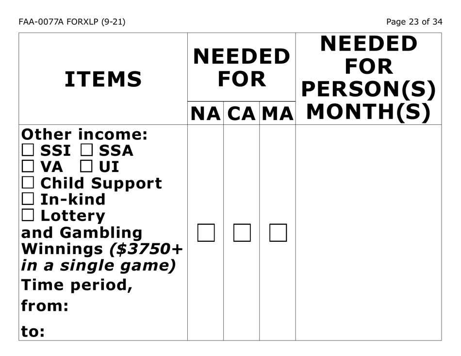 Form FAA-0077A-XLP Information Request and Pending Information Agreement - Extra Large Print - Arizona, Page 23