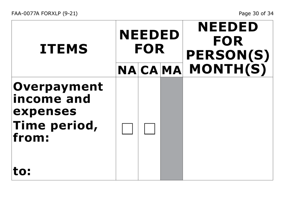 Form FAA-0077A-XLP Information Request and Pending Information Agreement - Extra Large Print - Arizona, Page 30
