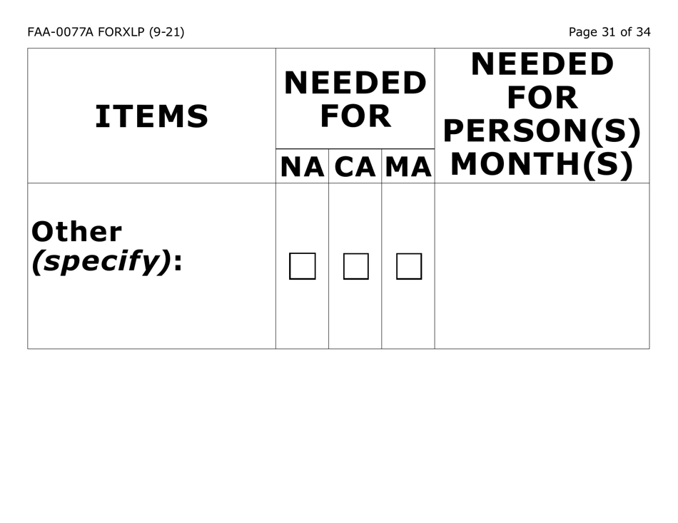 Form FAA-0077A-XLP Information Request and Pending Information Agreement - Extra Large Print - Arizona, Page 31