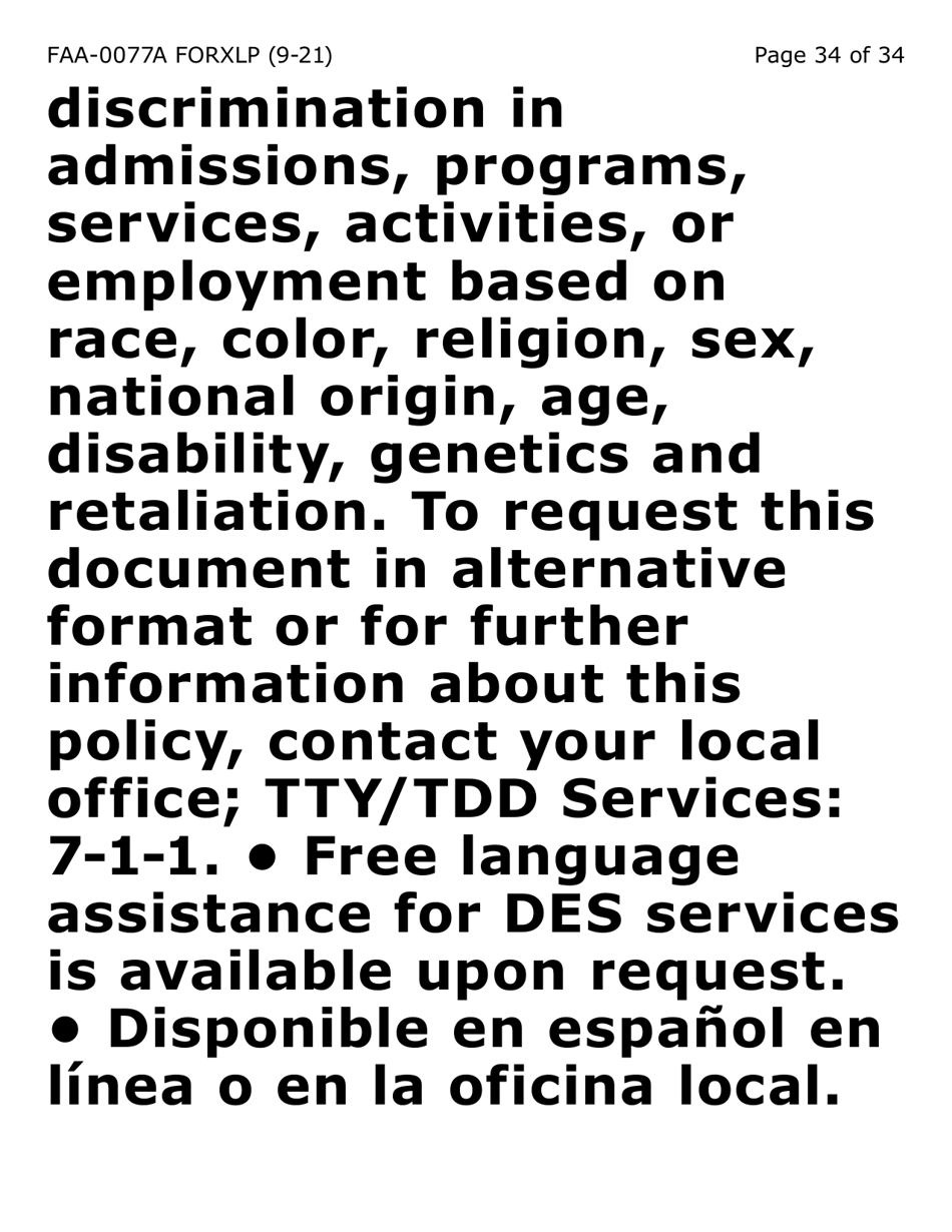 Form FAA-0077A-XLP Information Request and Pending Information Agreement - Extra Large Print - Arizona, Page 34