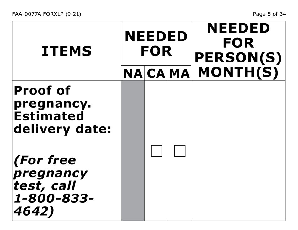 Form FAA-0077A-XLP Information Request and Pending Information Agreement - Extra Large Print - Arizona, Page 5