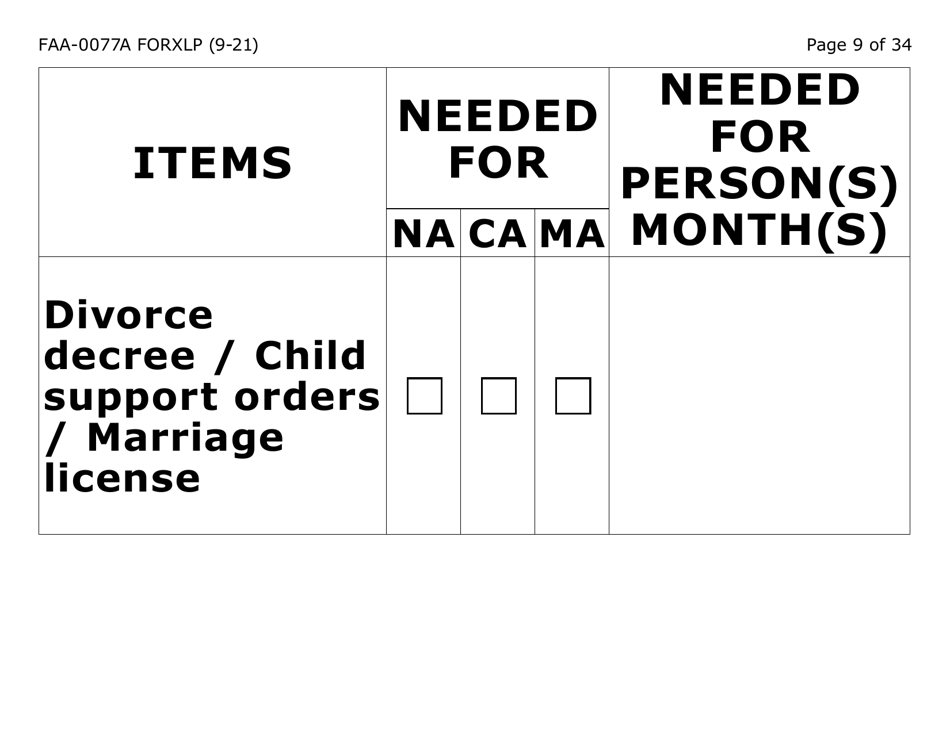 Form FAA-0077A-XLP Information Request and Pending Information Agreement - Extra Large Print - Arizona, Page 9