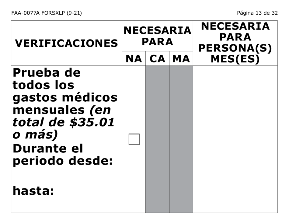 Formulario FAA-0077A-SXLP Solicitud De Informacion Y Acuerdo Para Proporcionar Informacion Que Falta - Letra Extra Grande - Arizona (Spanish), Page 13