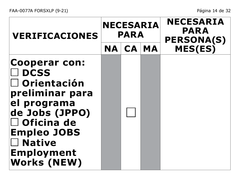 Formulario FAA-0077A-SXLP Solicitud De Informacion Y Acuerdo Para Proporcionar Informacion Que Falta - Letra Extra Grande - Arizona (Spanish), Page 14