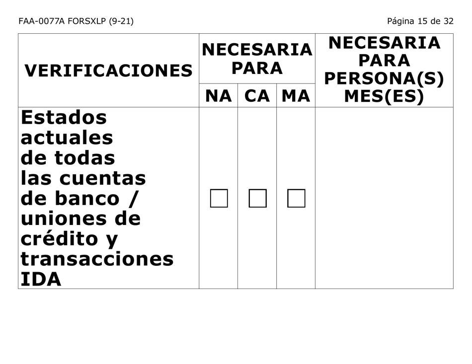 Formulario FAA-0077A-SXLP Solicitud De Informacion Y Acuerdo Para Proporcionar Informacion Que Falta - Letra Extra Grande - Arizona (Spanish), Page 15