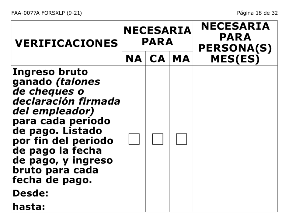 Formulario FAA-0077A-SXLP Solicitud De Informacion Y Acuerdo Para Proporcionar Informacion Que Falta - Letra Extra Grande - Arizona (Spanish), Page 18