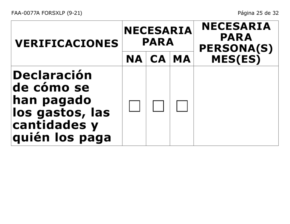 Formulario FAA-0077A-SXLP Solicitud De Informacion Y Acuerdo Para Proporcionar Informacion Que Falta - Letra Extra Grande - Arizona (Spanish), Page 25